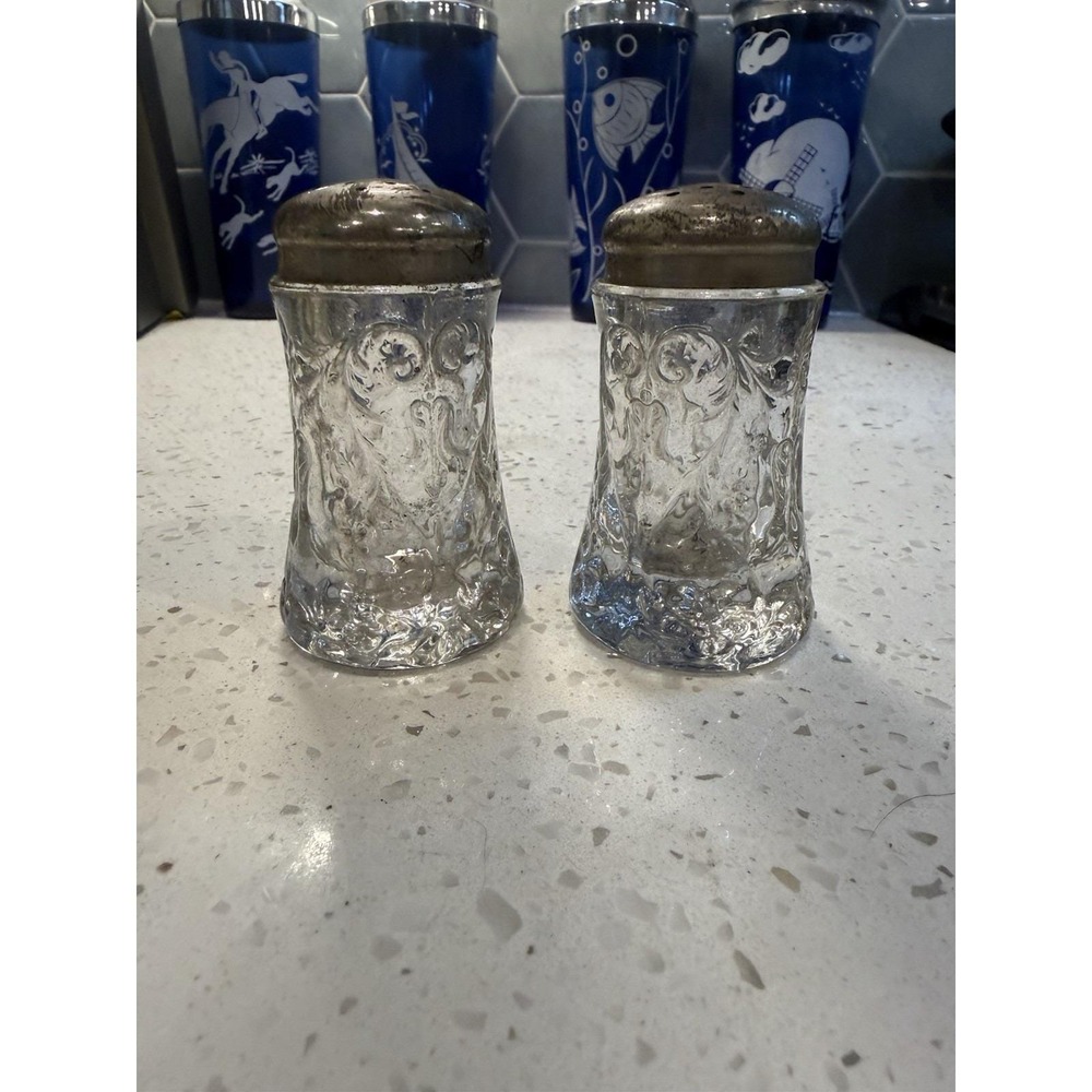 McKee Rock Crystal Clear Salt And Pepper Shakers Style #2 EAPG Depression Glass
